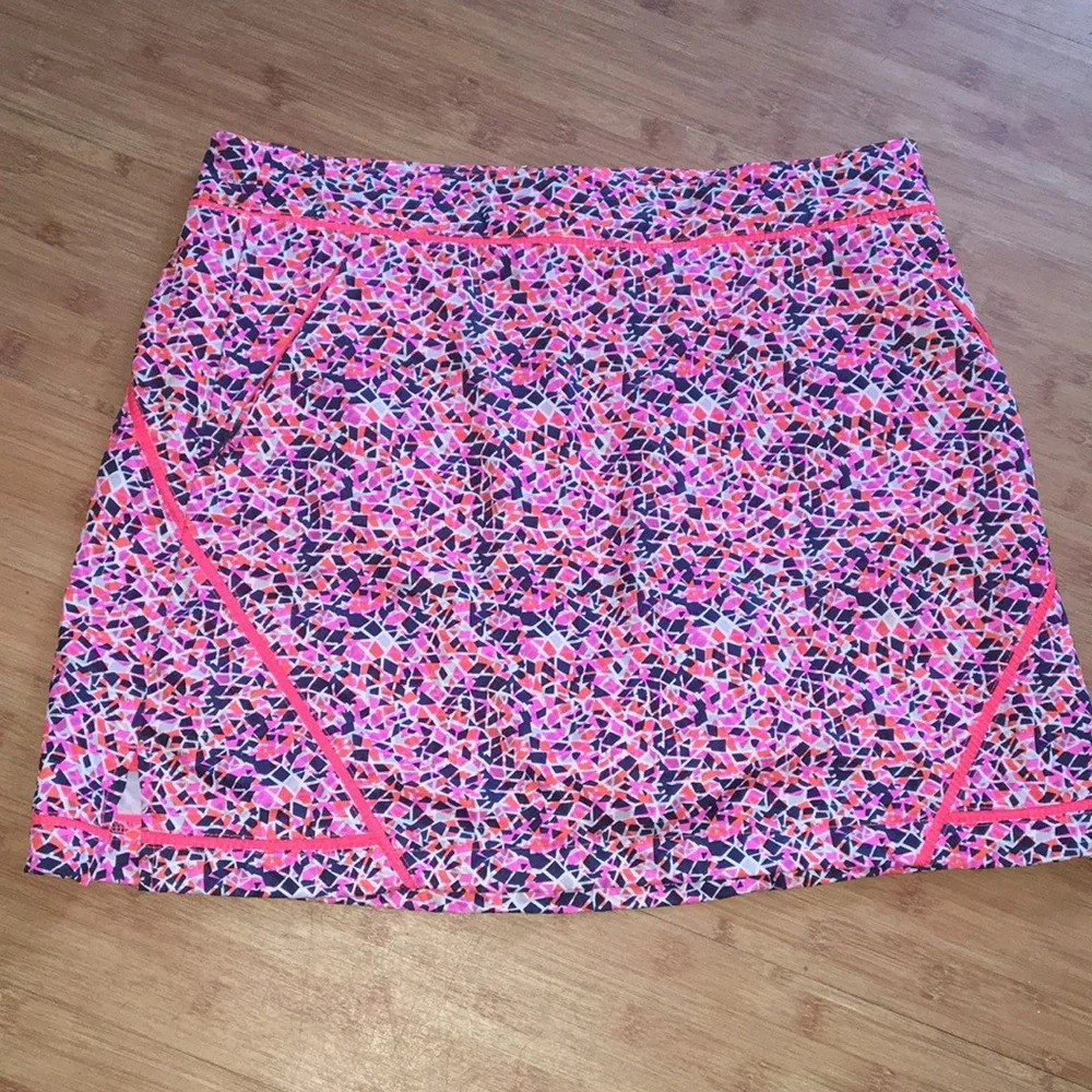 Lady Hogan Orange, Blue & Pink Geometric Print Skort
